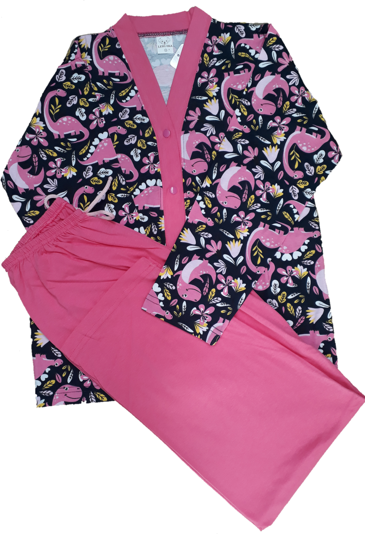 0367 Pijama Dinossauro Rosa com Calça Rosa 12